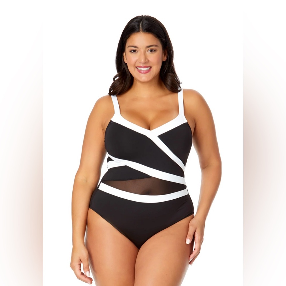 Anne Cole One Piece Black & White Bathing Suit Size‎ 20W